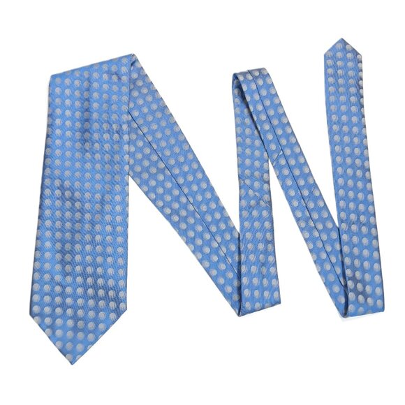 Sonja Kampy Silk Tie Men’s 57” Blue Gray Geometric Preppy Designer Wide Tie New - Picture 2 of 4